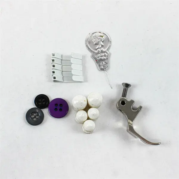 Lot of Assorted Sewing Accessories Buttons Pins Needle Threader Rubber Tips