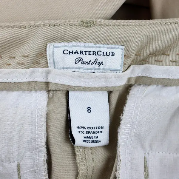 Charter Club Tan Full Length Mid Rise Straight Leg Pants Women's 8