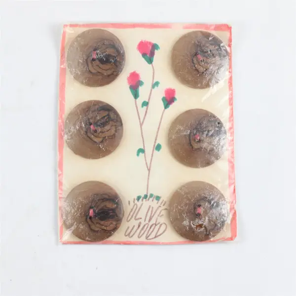 Pack of 6 Olive Wood Buttons & 1 Organic Elements Button, New 