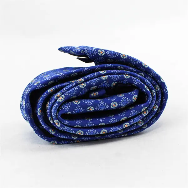 Broletto Royal Blue and Orange Floral Silk Necktie 60"