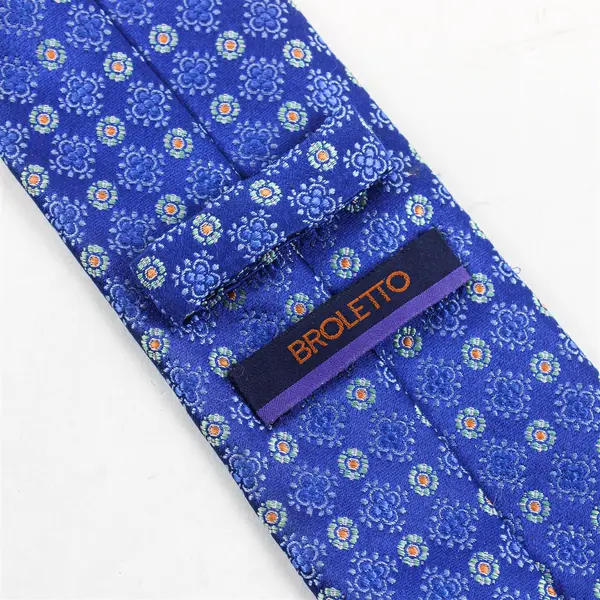 Broletto Royal Blue and Orange Floral Silk Necktie 60"