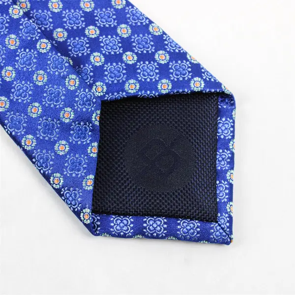 Broletto Royal Blue and Orange Floral Silk Necktie 60"