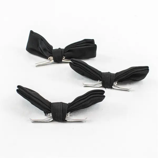 Lot of 3 Vintage Royal Rust Resistant Black Clip-On Bowties