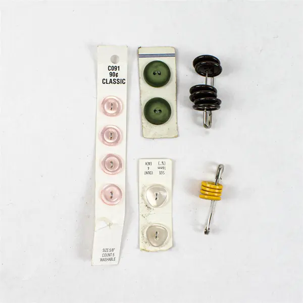 Lot of 5 B. Blumenthal Vintage Mixed Sewing Buttons Cards Pins