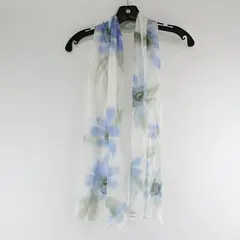 La Soierie Huo Quebec Blue Green and White Lightweight Silk Scarf 60"