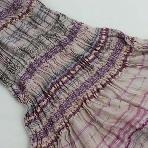 Women's Purple Plaid Fringed Lightweight Skinny Scarf Spring Accessory 70"