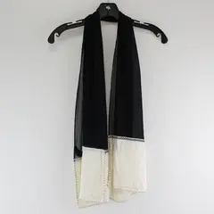 Escada Cream and Black Silk Rectangle Scarf 15" x 58"
