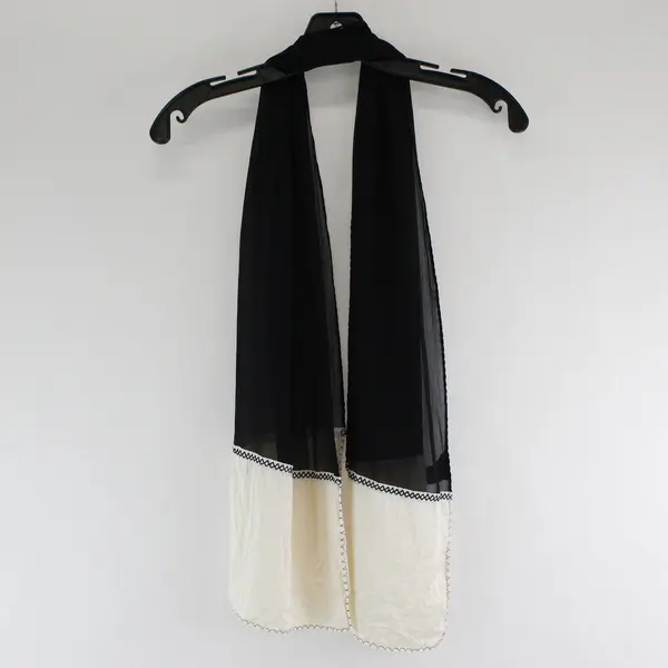 Escada Cream and Black Silk Rectangle Scarf 15" x 58"