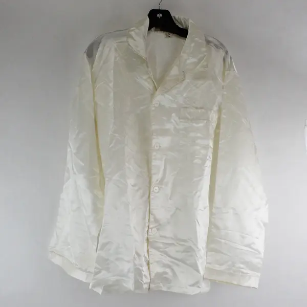 Vintage Esme Cream Silk-Blend Long-Sleeved Button-Up Women's Large