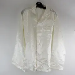 Vintage Esme Cream Silk-Blend Long-Sleeved Button-Up Women's Large