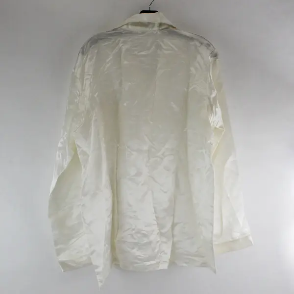 Vintage Esme Cream Silk-Blend Long-Sleeved Button-Up Women's Large