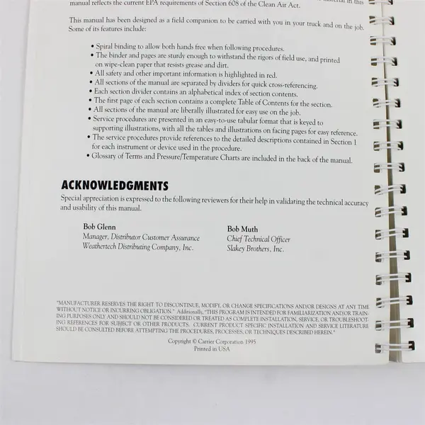 HVAC Servicing Procedures 1995 Spiral Bound Book