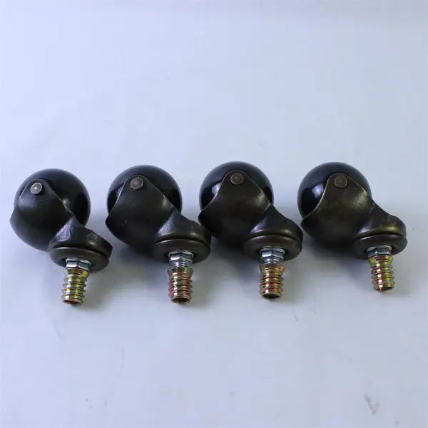 Set of 4 2 Inch Ball Caster Wheels Threaded Stem Bronze Finish