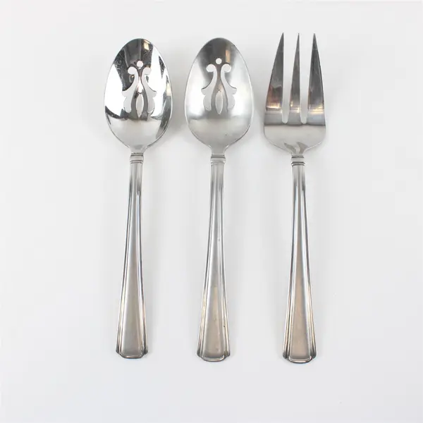 Reed & Barton Newhall Matte 18/10 Stainless Pierced Tablespoons and Meat Fork