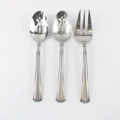 Reed & Barton Newhall Matte 18/10 Stainless Pierced Tablespoons and Meat Fork