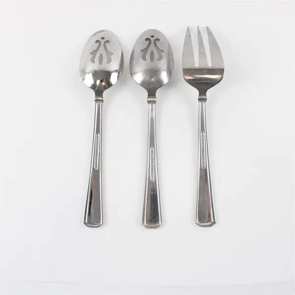 Reed & Barton Newhall Matte 18/10 Stainless Pierced Tablespoons and Meat Fork