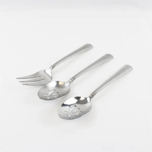 Reed & Barton Newhall Matte 18/10 Stainless Pierced Tablespoons and Meat Fork