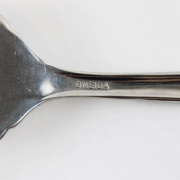 Three Stainless Medium Solid Cold Meat Serving Forks from Oneida in Satin Accent