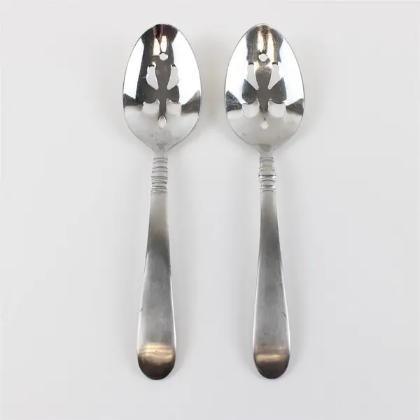 2 Cuisinart 18/10 Stainless Pierced Serving Spoons Satin Americana