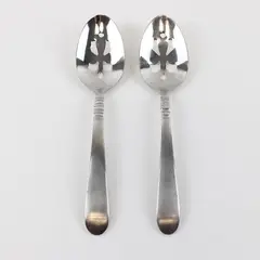 2 Cuisinart 18/10 Stainless Pierced Serving Spoons Satin Americana