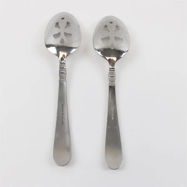 2 Cuisinart 18/10 Stainless Pierced Serving Spoons Satin Americana