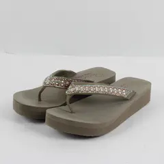 Skechers Yoga Foam Bedazzled Taupe Platform Sandals Women's Est 9.5