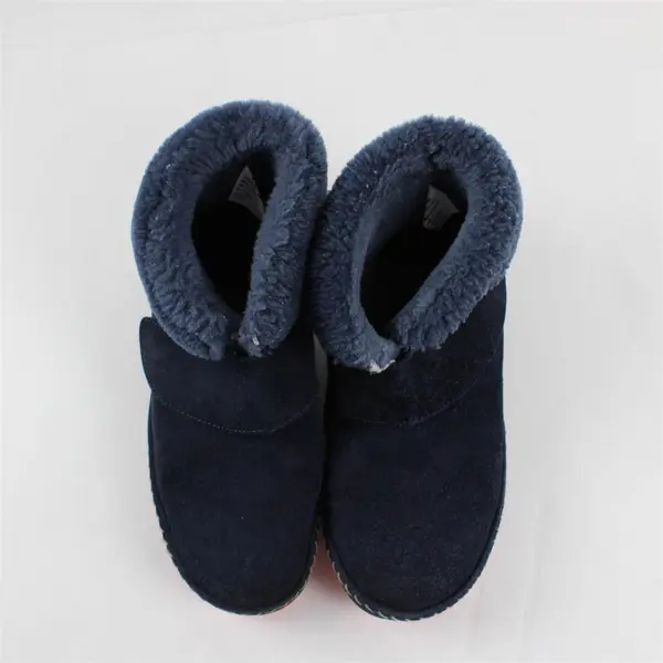 L.L. Bean Navy Blue Suede Booties Lambs Wool Trim Women's U.S. Size 10 FLAWED