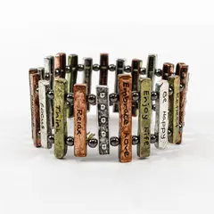 Tricolor Mixed Metal Inspirational Stretch Bracelet