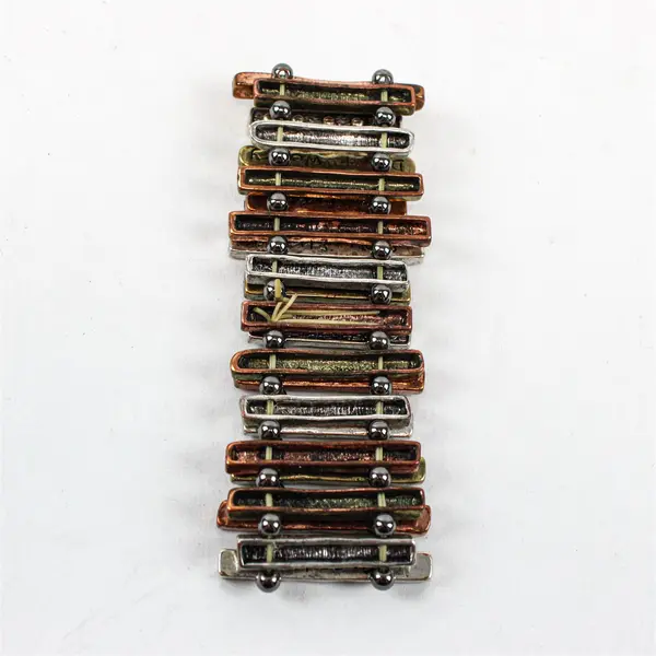 Tricolor Mixed Metal Inspirational Stretch Bracelet
