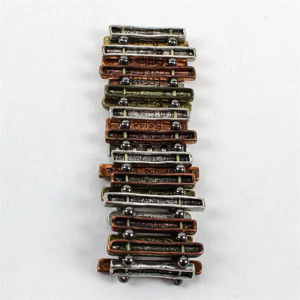 Tricolor Mixed Metal Inspirational Stretch Bracelet