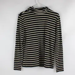 Cupcakes and Cashmere Sparkly Black and Gold Striped Turtleneck Top Women's Med