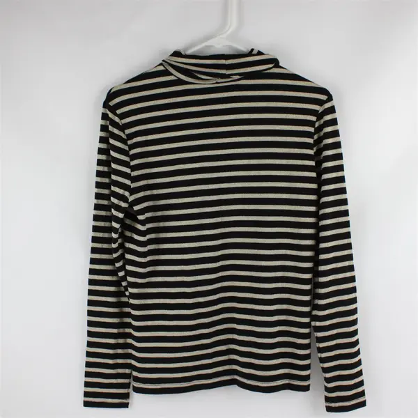Cupcakes and Cashmere Sparkly Black and Gold Striped Turtleneck Top Women's Med