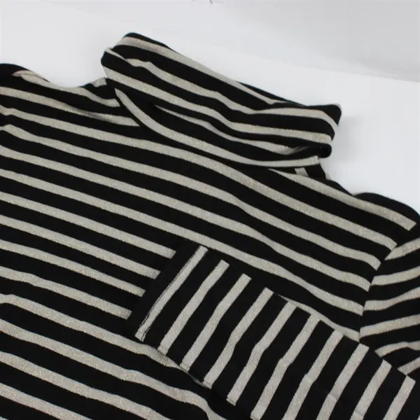 Cupcakes and Cashmere Sparkly Black and Gold Striped Turtleneck Top Women's Med