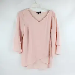 Alyx Pale Pink 3/4 Butterfly Sleeve V-Neck Top Women's Medium