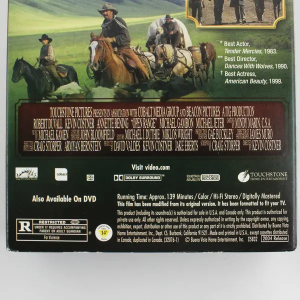 Open Range VHS 2004 Release feat. Robert Duvall Kevin Costner Annette Bening