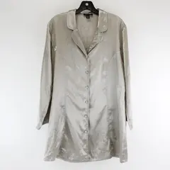 Jones New York Beige-Gray Button-Front Satin Mini Dress Women's Medium