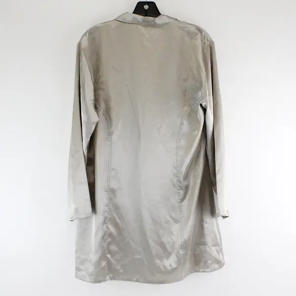 Jones New York Beige-Gray Button-Front Satin Mini Dress Women's Medium