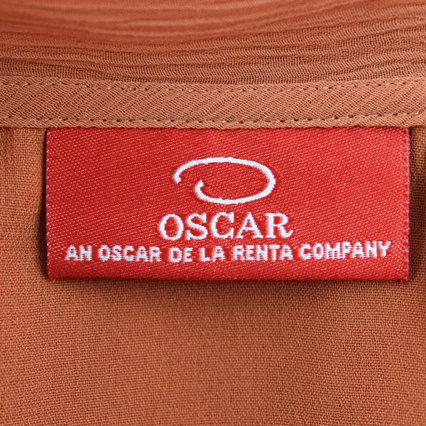 Oscar De La Renta Burnt Orange Ruffled V-Neck Blouse Women's Size 14