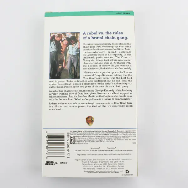 Cool Hand Luke (1967) VHS Tape feat. Paul Newman Warner Bros. 1991