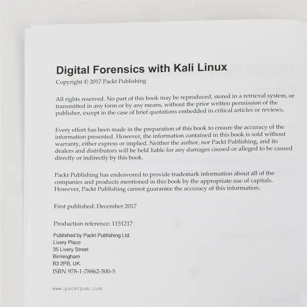 Digital Forensics with Kali Linux Shiva V. N. Parasram Packt Textbook