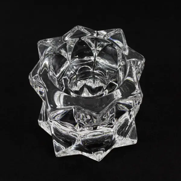 Set of 2 Mikasa Sparkling Star Clear Glass Candlestick Holders 2-1/4"