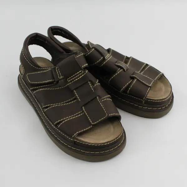 VTG Y2K Lower East Side Wmns 9.5W Brown Faux Leather Chunky Platform Sandals 