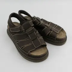 VTG Y2K Lower East Side Wmns 9.5W Brown Faux Leather Chunky Platform Sandals 