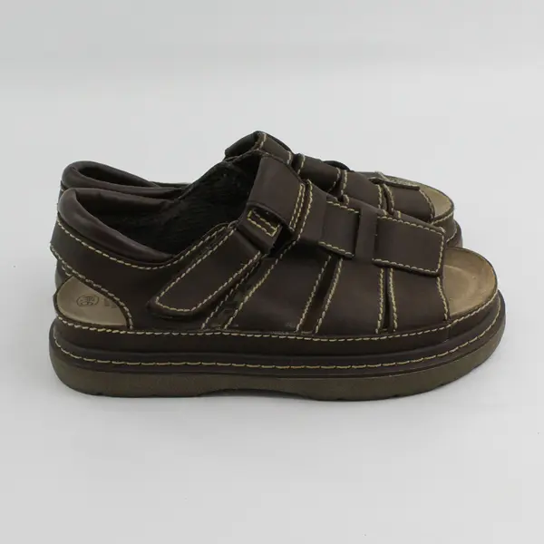 VTG Y2K Lower East Side Wmns 9.5W Brown Faux Leather Chunky Platform Sandals 