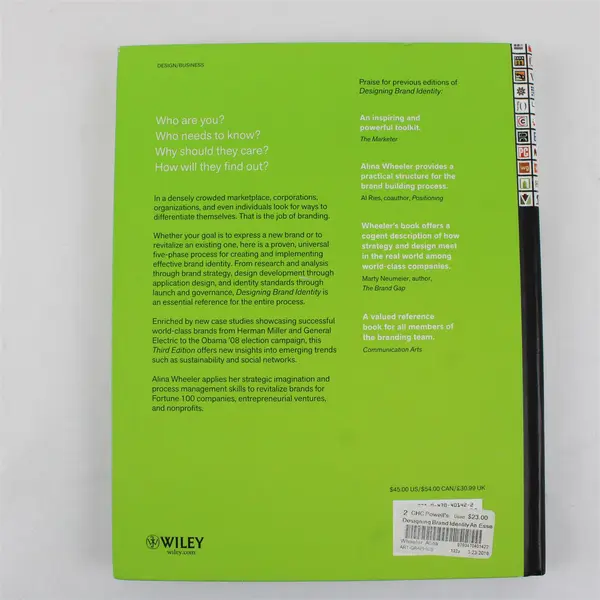 Designing Brand Identity Alina Wheeler 2009 Hardcover Book