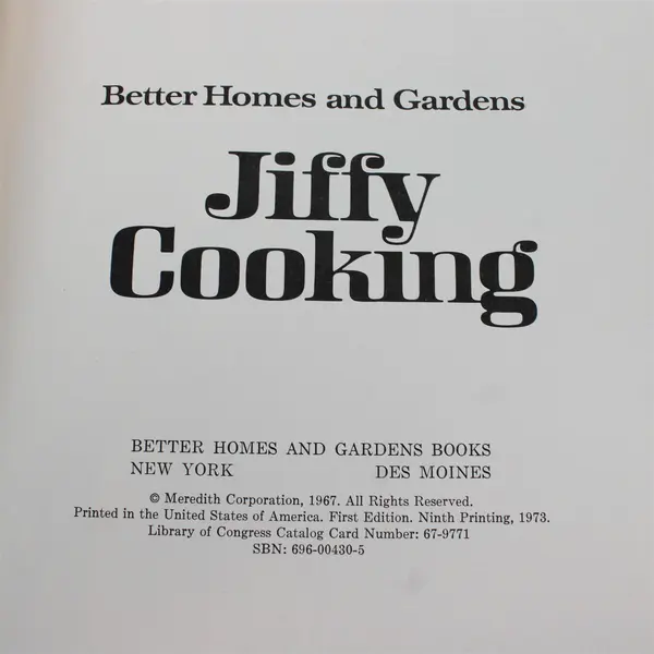 Better Homes & Gardens Jiffy Cooking 1973 Vintage Hardcover Book