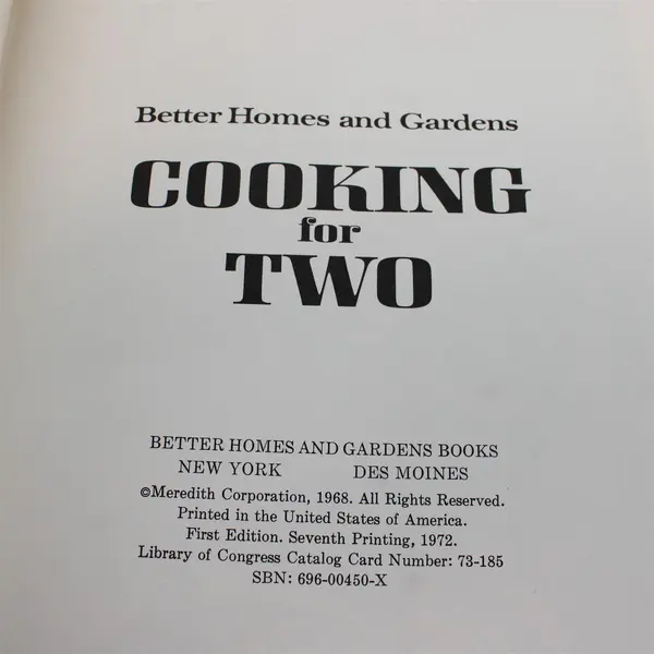 Better Homes and Gardens Cooking for Two Hardcover Cookbook Vintage