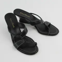Vintage Y2K Cole Haan Women's Size 8 Black Wedge Sandal Heels 