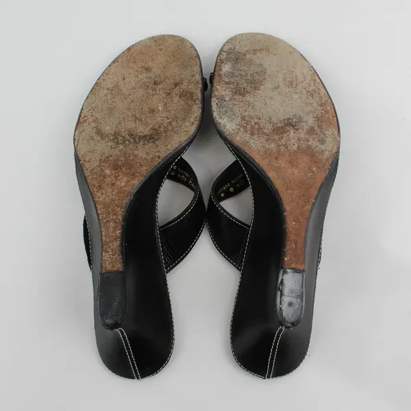 Vintage Y2K Cole Haan Women's Size 8 Black Wedge Sandal Heels 