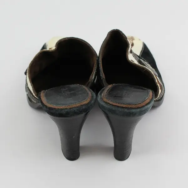 Y2K Kenzie Brand Women's Size 7.5M Patchwork Cow Print Leather Mule Heels